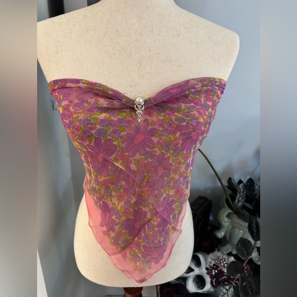 1960’s VINTAGE SCARF!! purple hippie flower motif - Picture 4 of 14